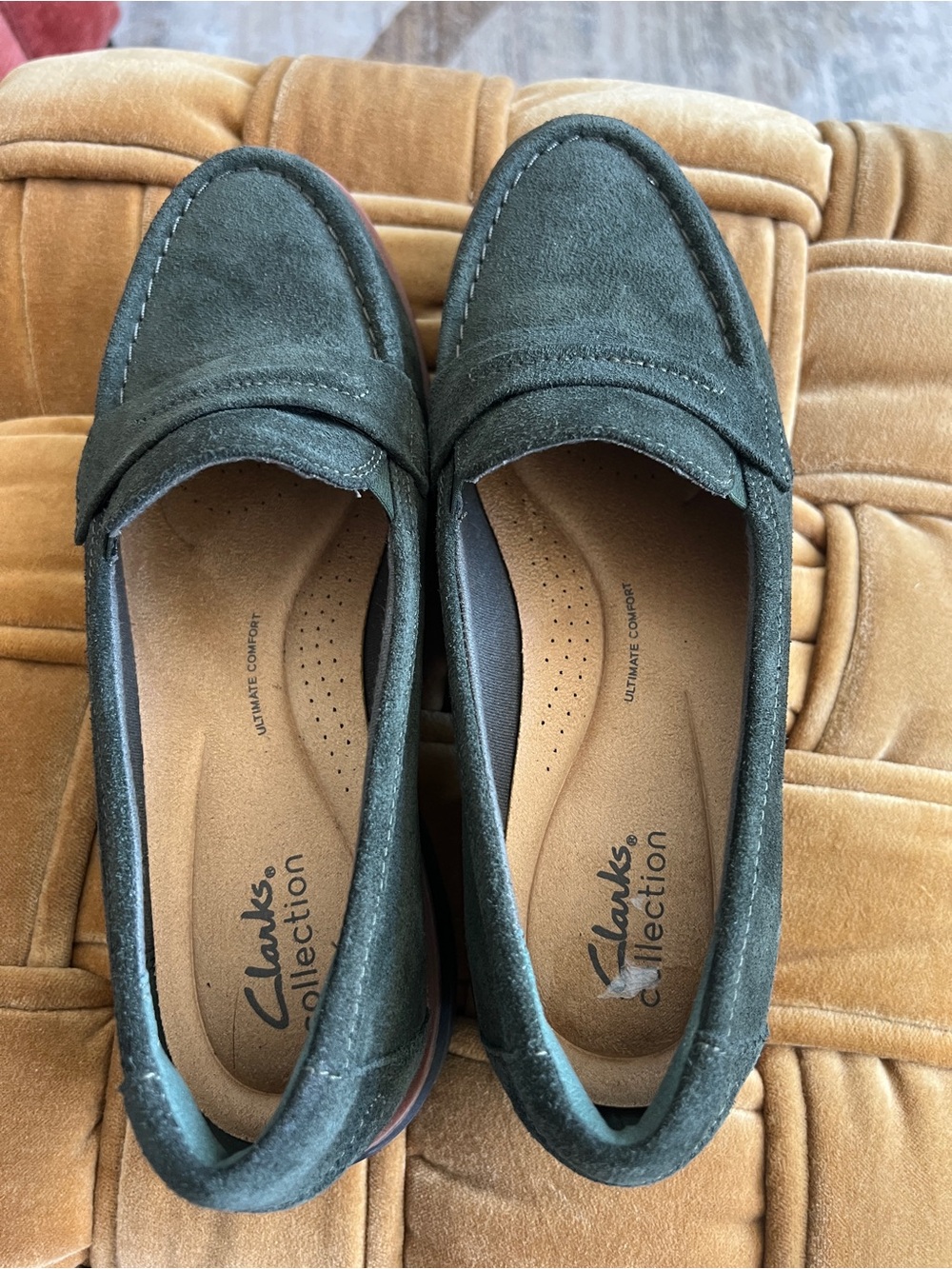 Clarks Westlynn Bay Suede Penny Loafers Forest Green Size 8 - 39EU - Picture 4 of 5